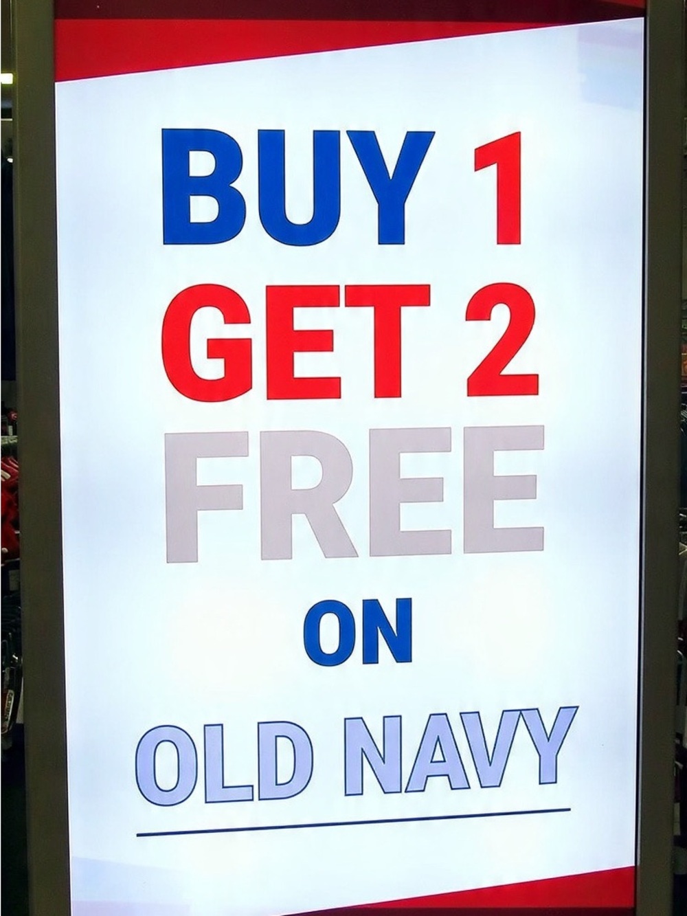 Old Navy Blue and Red Sign Graphic